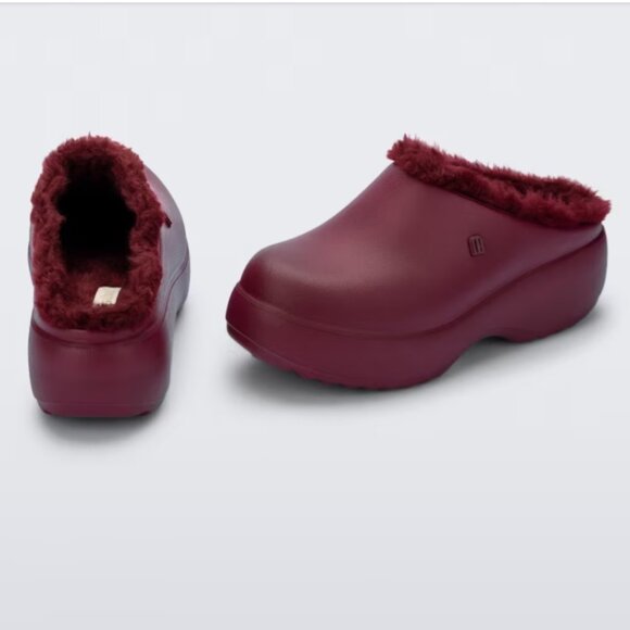 NEW MELISSA Melissa Free Fluffy Platform Clog Heels Burgandy for women 825 3t7 - Picture 3 of 8